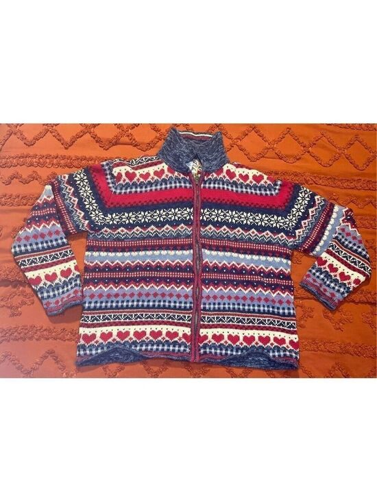 Heirloom Collectibles Sweaters - Heirloom Collectibles sweater. Hearts, squares and diamonds. Size medium.